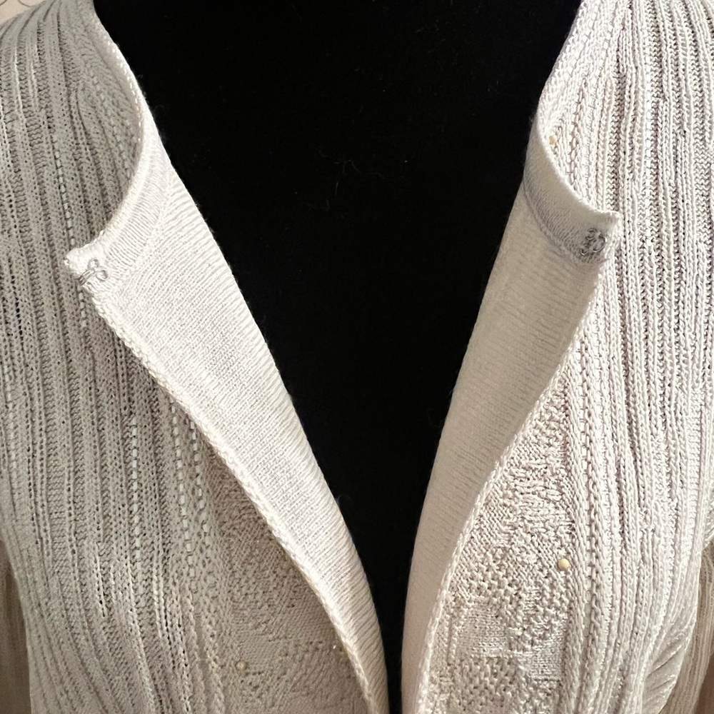 ST. JOHN EVENING Beige Cardigan Wool Blend Womens Size 8 - Picture 5 of 10